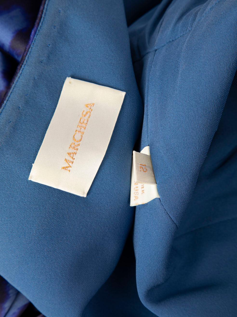 Marchesa Blue Silk Leopard Pattern Dress Size XXL For Sale 5