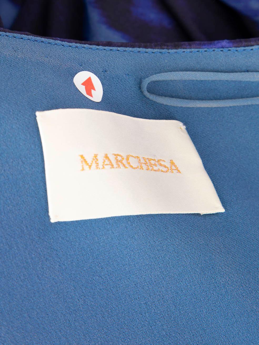 Marchesa Blue Silk Leopard Pattern Dress Size XXL For Sale 4