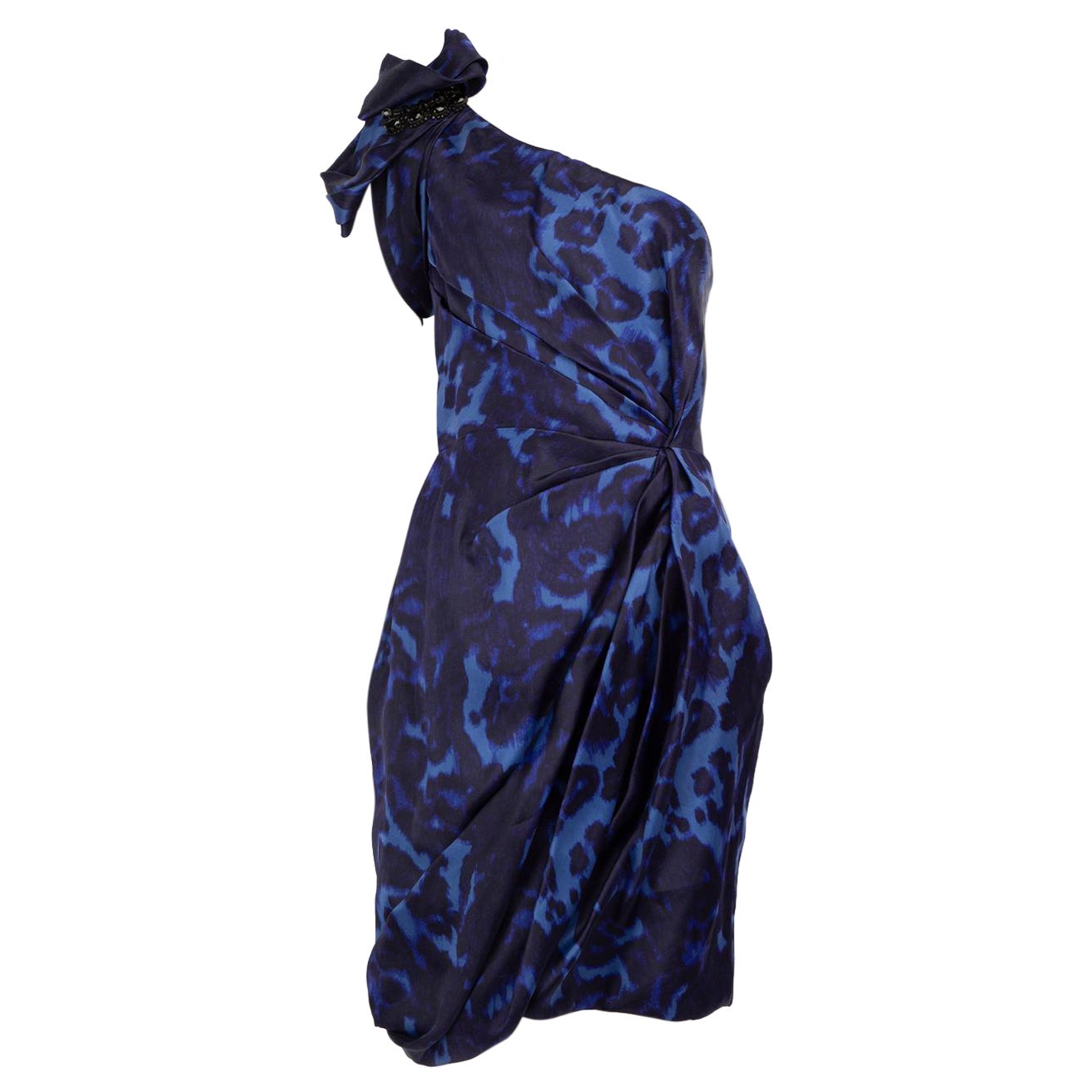 Robe Marchesa bleue à motif léopard taille XXL en vente
