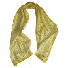 Marchesa di Gresy Yellow White Silk Geometric Vintage Scarf