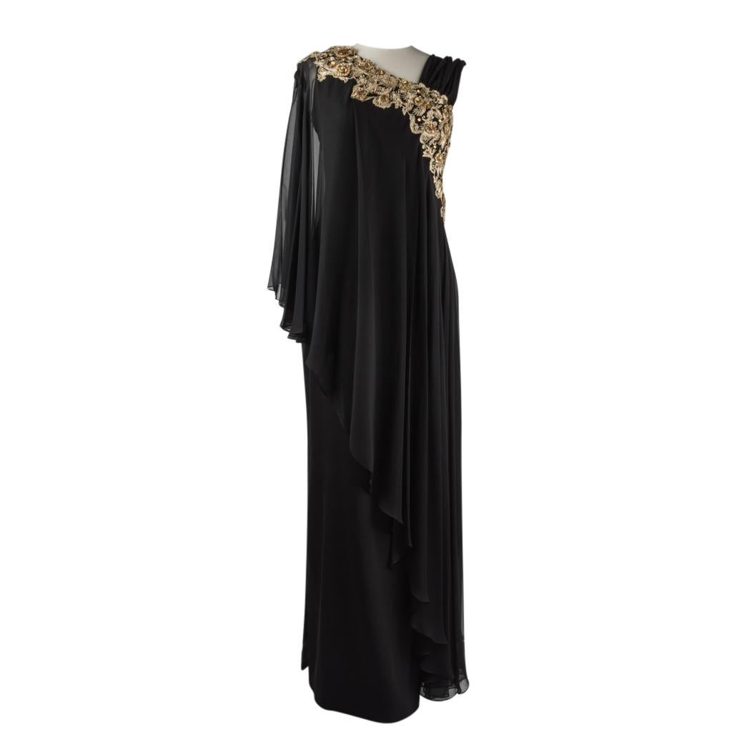 Marchesa Dress Black Gown Gold Embroidery Jewels  8