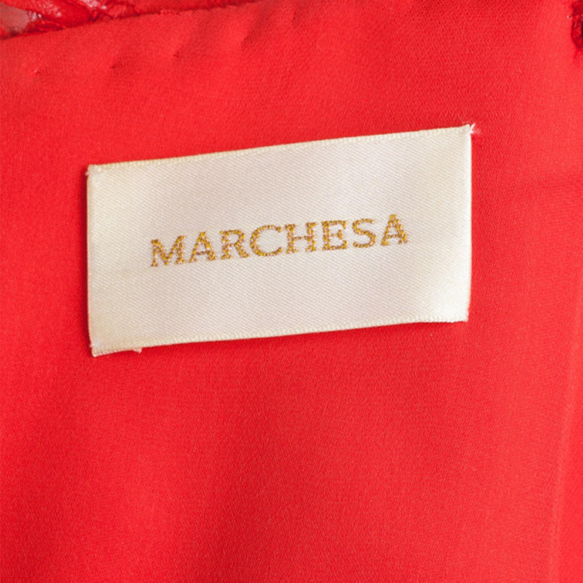 Marchesa Embellished Empire Waist Gown S 3