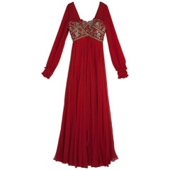 Used Marchesa Embellished Empire Waist Gown S