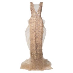 Used Resort 2018 L#20 MARCHESA GOLD SILK GOWN Dress EU 38