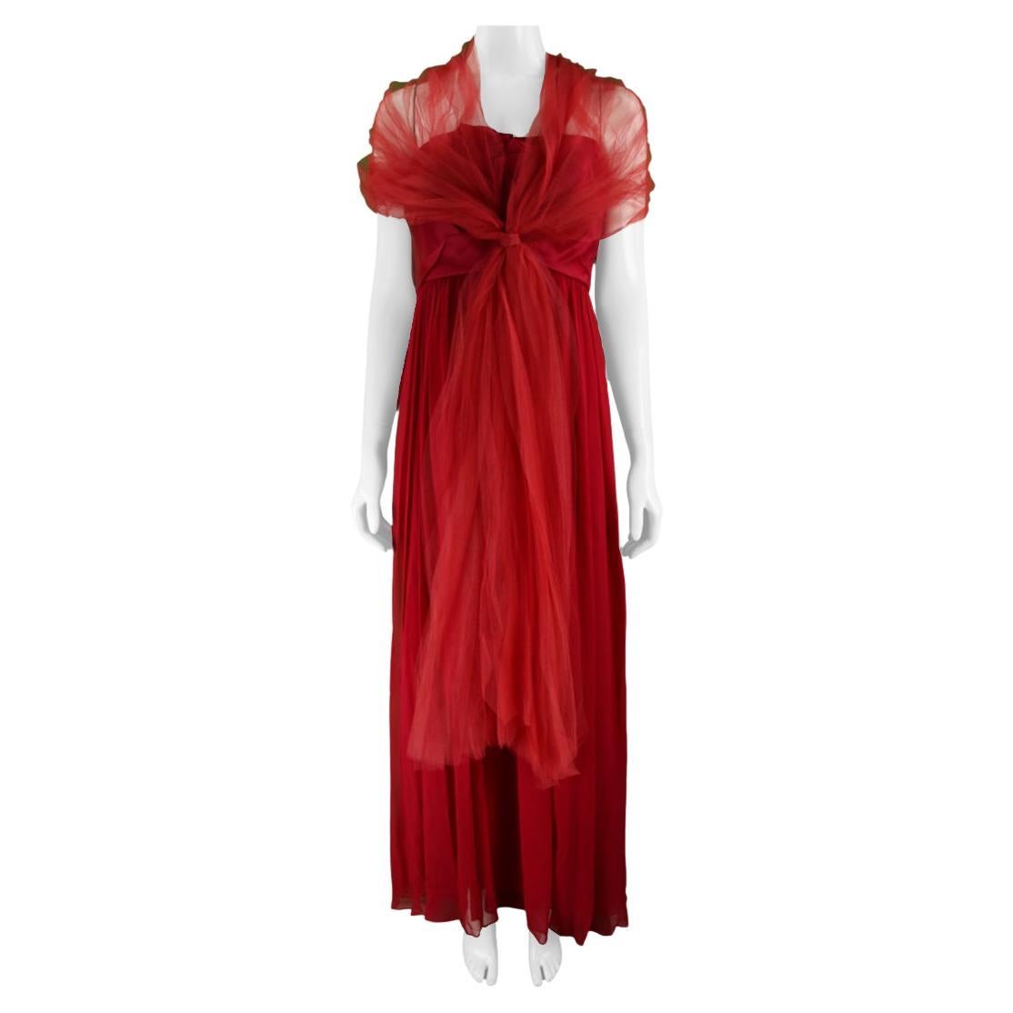 Red Dress with Tulle Shawl size ...