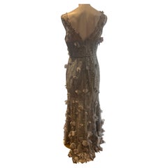 Marchesa Notte 2018 Robe de soirée en tulle bleu gris, taille 10