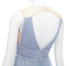 MARCHESA NOTTE baby blue white ombre ruched waist tulle dress UK6 XS