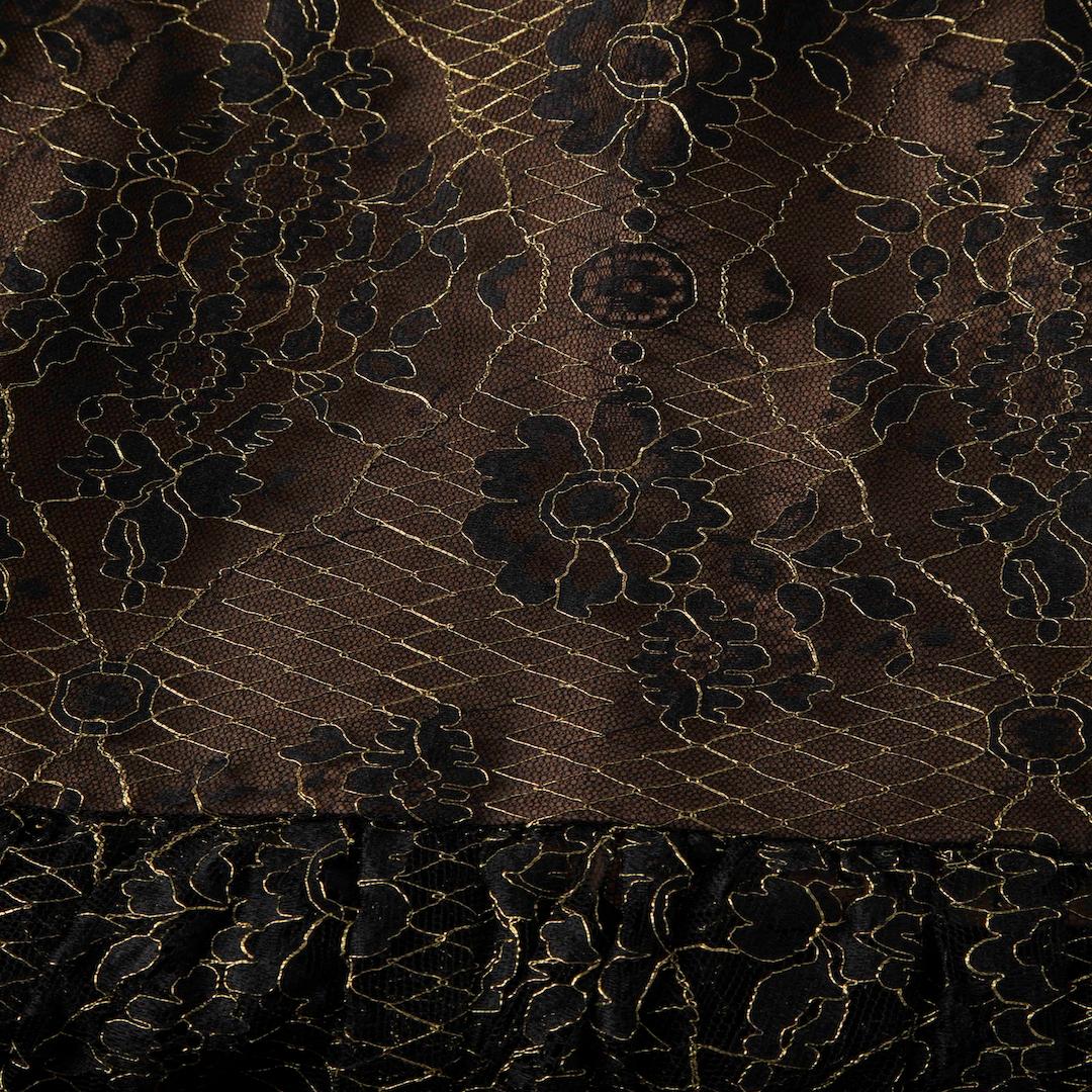 Women's Marchesa Notte Black & Gold Lace Off Shoulder Dress Size XL