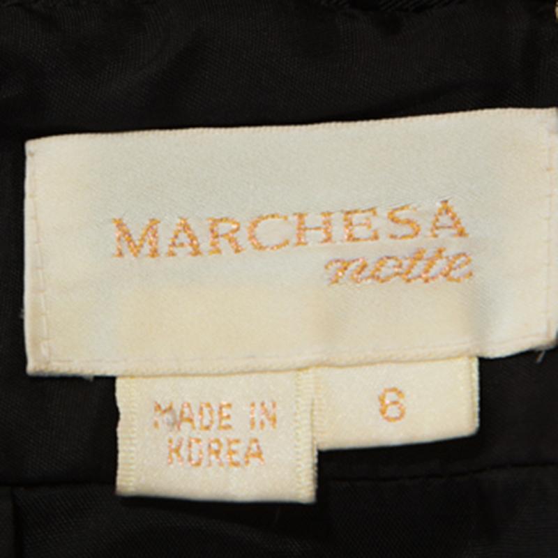 Women's Marchesa Notte Black Silk Embellished Waist Halterneck Evening Gown M