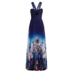 Marchesa Notte Cut-Out Detail Ombre Floral Plisse-Chiffon Gown Marchesa Notte Cut-Out Detail Ombre Floral Plisse-Chiffon Gown