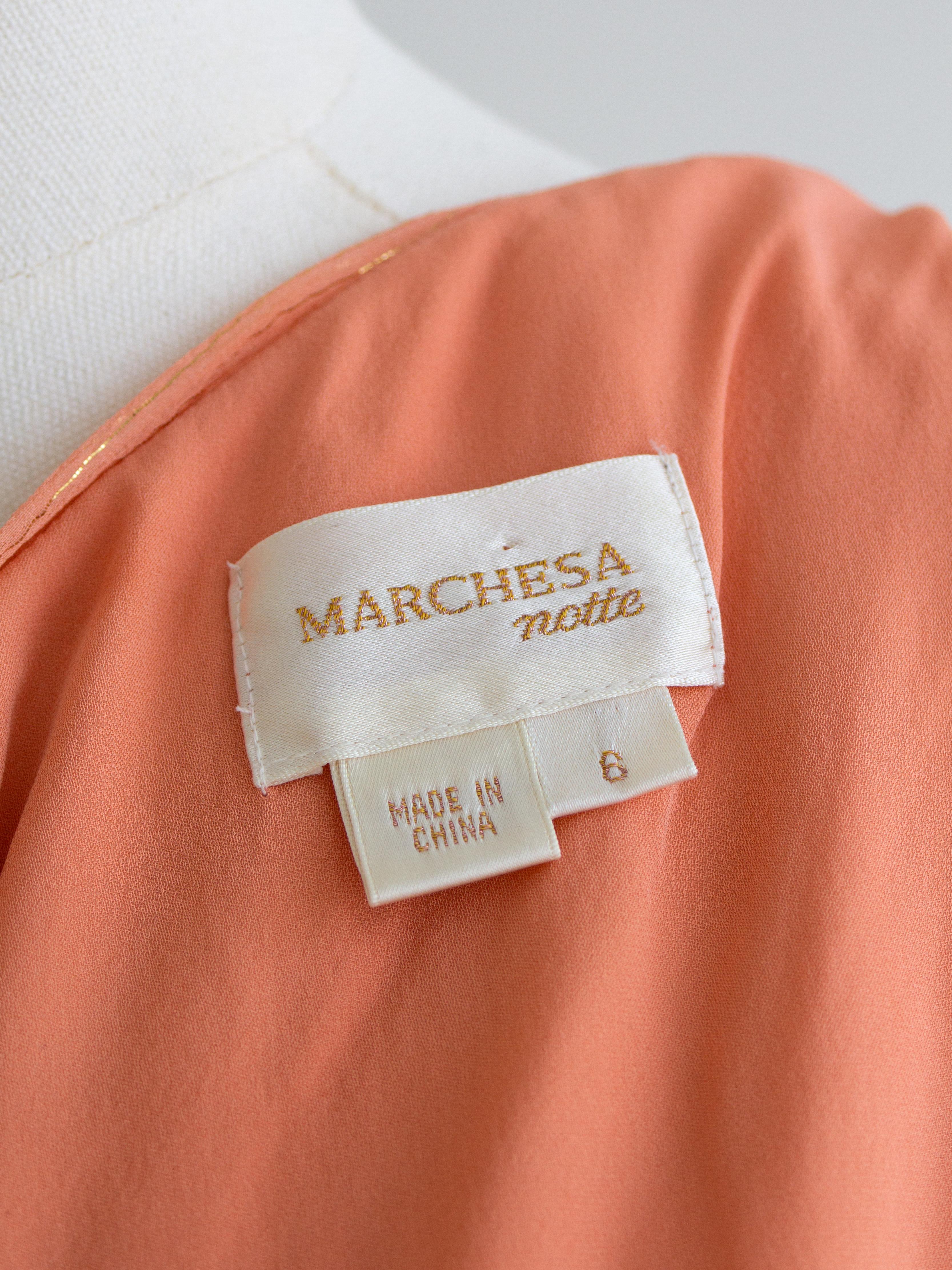 Marchesa Notte Gossip Girl Serena Lachs Orange Schimmerndes griechisches Kleid Kleid im Angebot 5