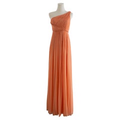Marchesa Notte Gossip Girl Serena Salmon Orange Shimmery Grecian Gown Dress