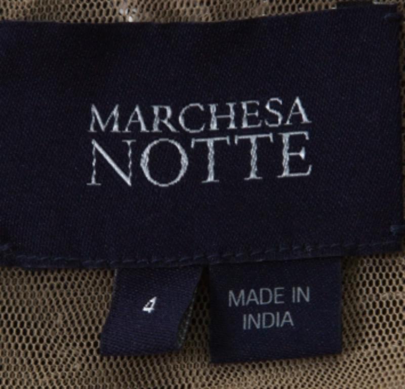 Marchesa Notte Monochrome Florale Spitze Ärmelloses Bleistiftkleid S (Schwarz) im Angebot