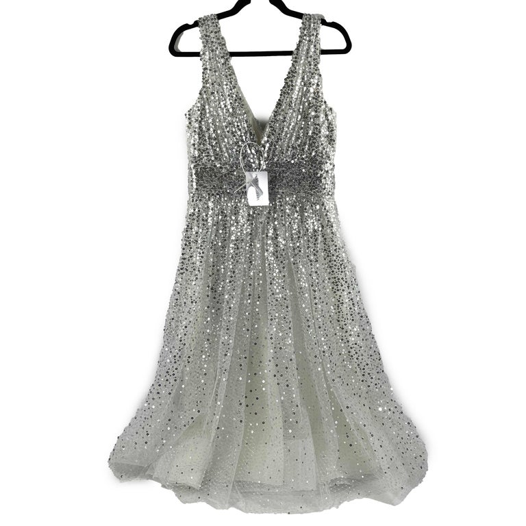 knee length dresses for ladies One Shoulder Lamé Cocktail Dress by Marchesa Notte main image 1