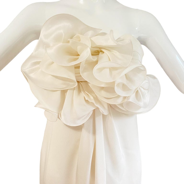 Marchesa Notte NWOT Strapless Ivory Gown For Sale at 1stDibs | marchesa  notte floral-print plisse-satin gown