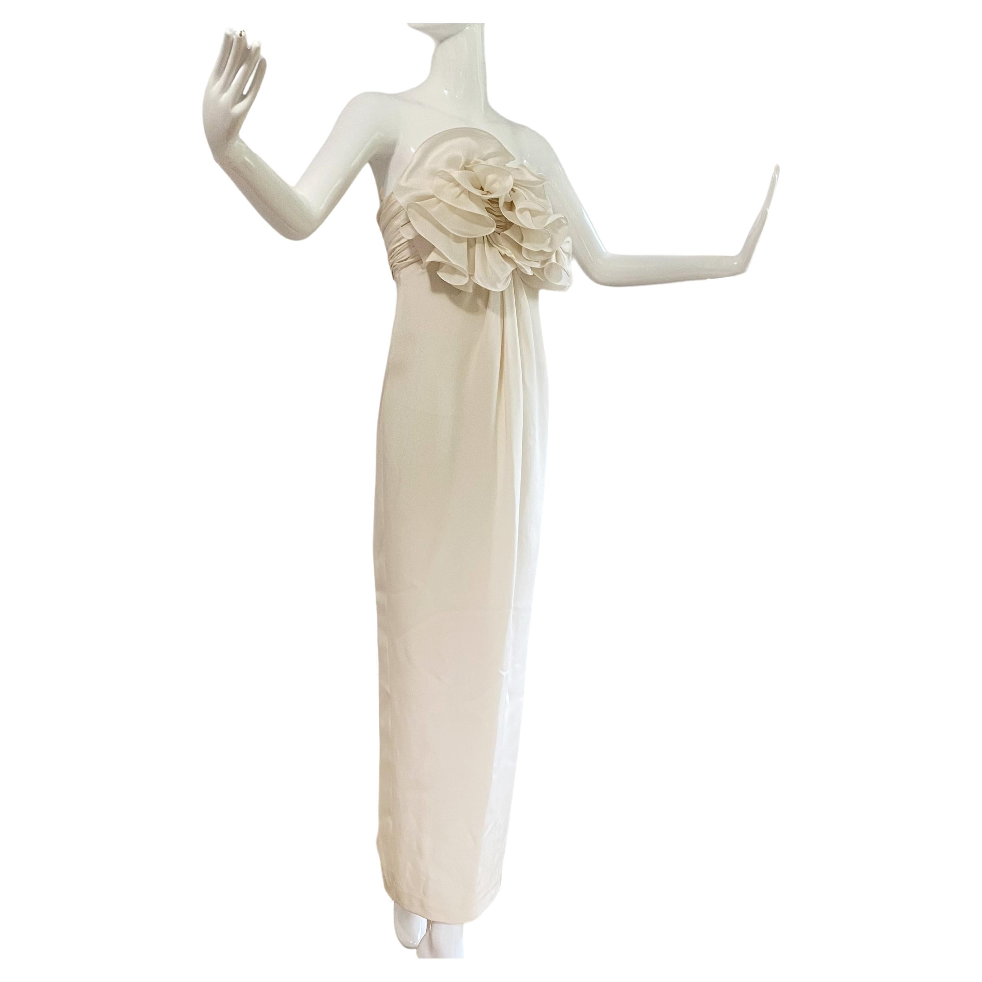 Marchesa Notte NWOT Trägerloses elfenbeinfarbenes Kleid  im Angebot