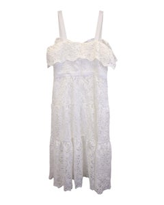 Marchesa Notte Off-The-Shoulder Embroidered Lace Cocktail Dress In Ivory Polyester