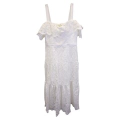 Robe de cocktail Marchesa Notte à épaules dénudées, en dentelle brodée, couleur ivoire, en polyester