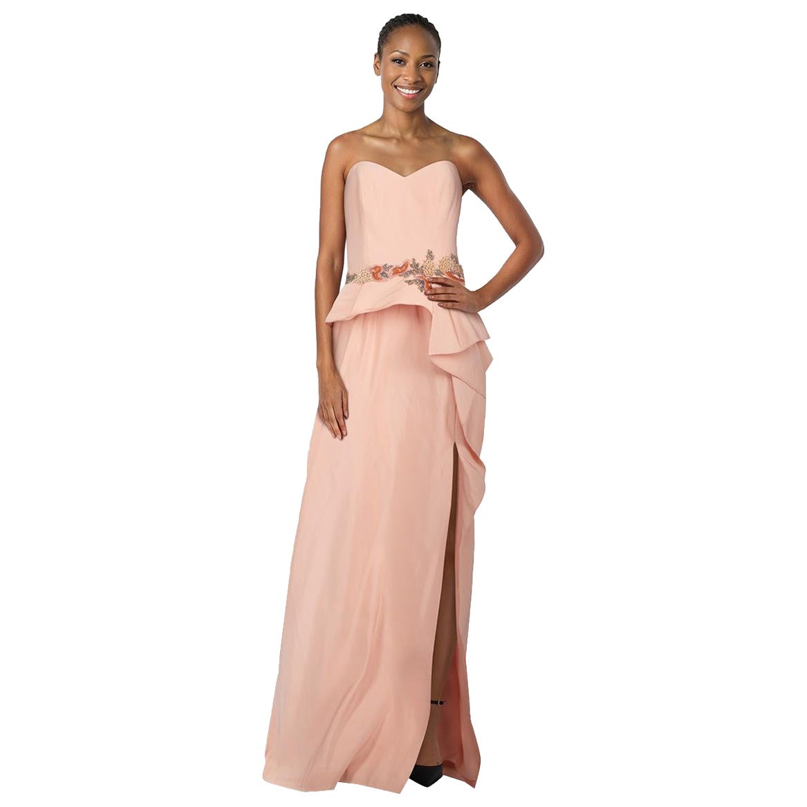 Marchesa Notte Rosa trägerloses Kleid mit Perlenverzierung Größe XL im Angebot