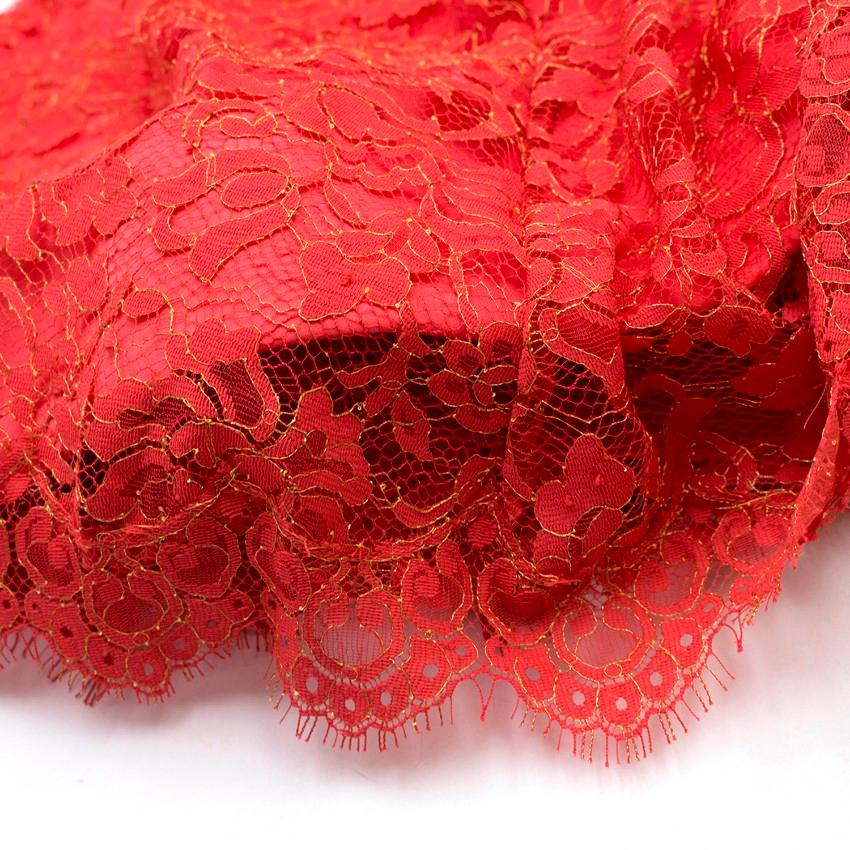 Marchesa Notte Red Lace Embellished Dress US 10 3