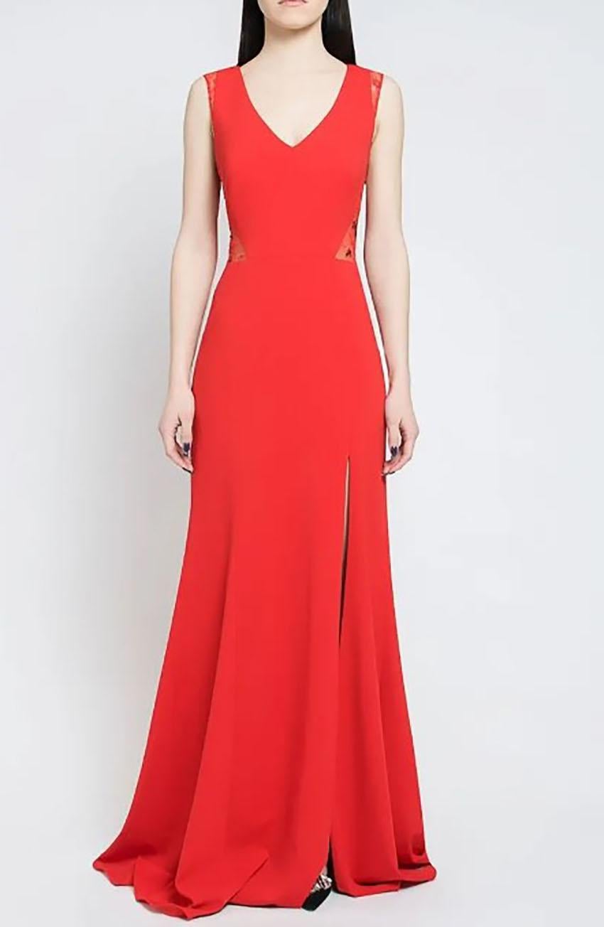 MARCHESA NOTTE RED LONG EVENING DRESS Sz FR 36 - US 4 In New Condition In Montgomery, TX