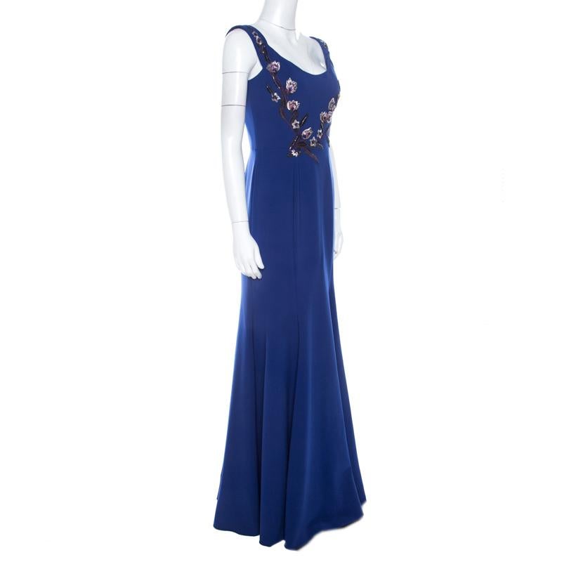 marchesa notte royal blue floral dress