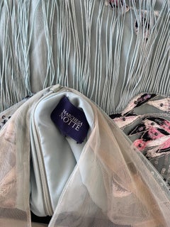 Marchesa Notte taglia 10 Abito stile Flapper Gatsby ricamato con paillettes blu chiaro