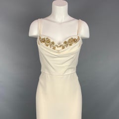 MARCHESA NOTTE Size 12 Cream Polyester / Viscose Embellishment Cocktail Dress