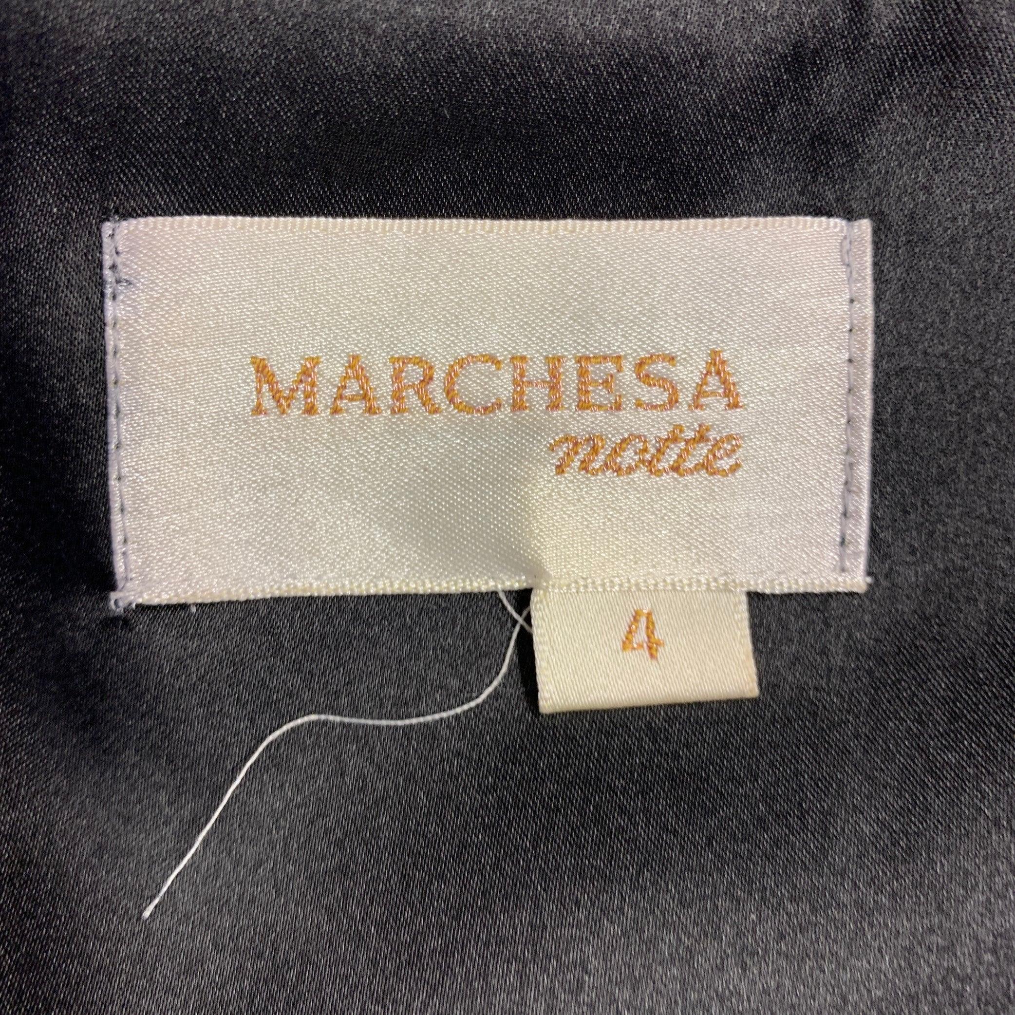 MARCHESA NOTTE Size 4 Black Silk Ruffled One Shoulder Cocktail Dress For Sale 2