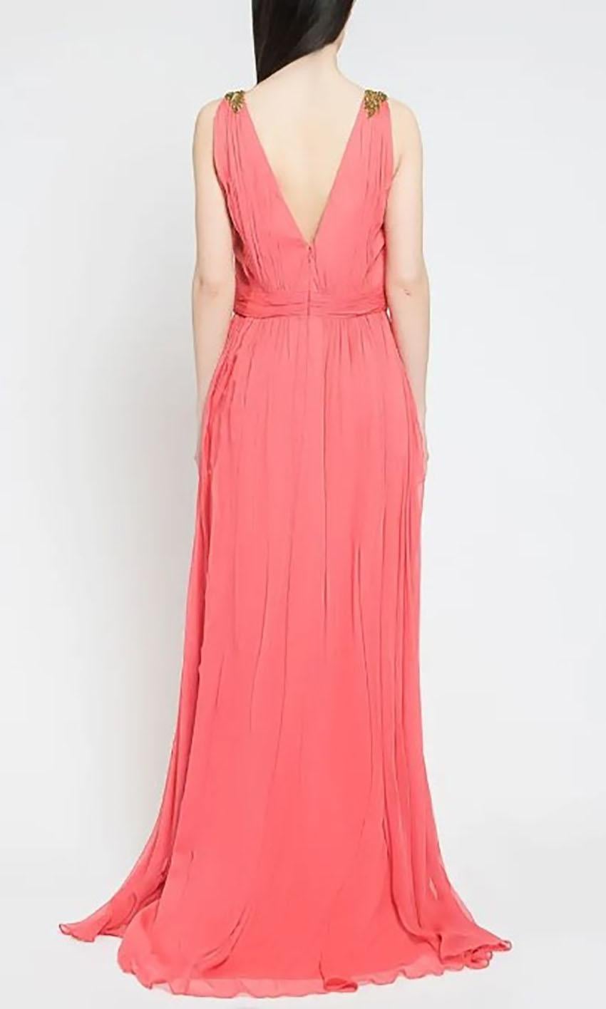MARCHESA NOTTE SLEEVELESS CHIFFON GOWN with BEADED ACCENT Sz Fr 40 - US 8 In New Condition In Montgomery, TX