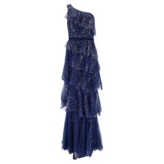 Marchesa Notte Vestido de tul escalonado