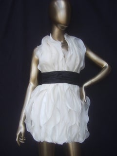 Marchesa Notte White Ruffled Silk Cocktail Dress US Size 4