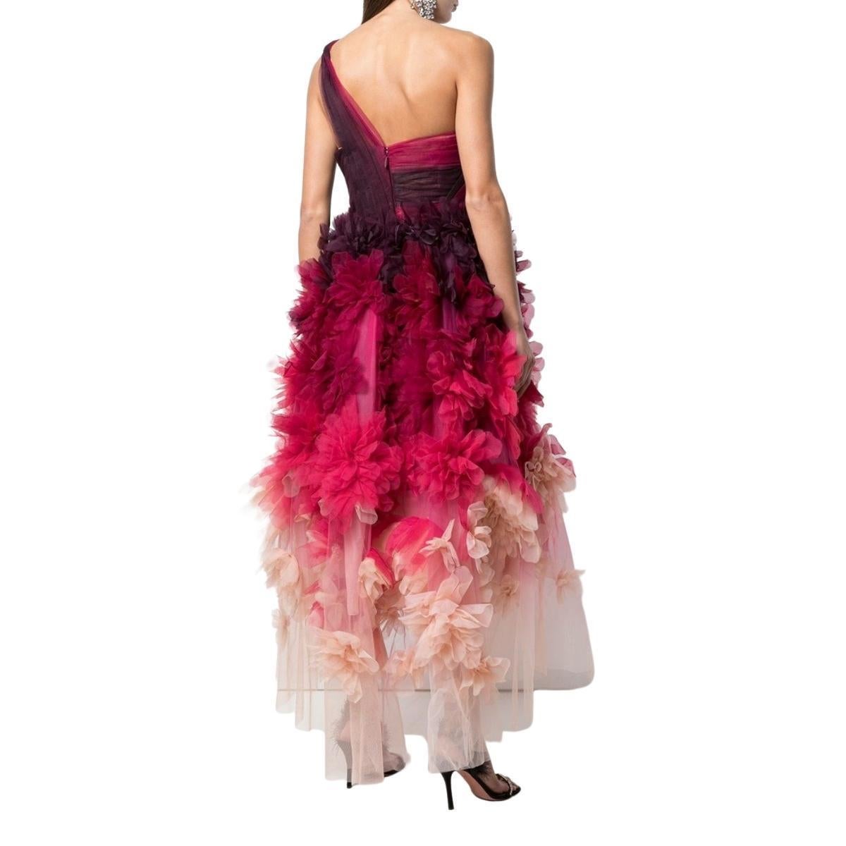 MARCHESA Vestido floral con un hombro US 2 Rosa en venta