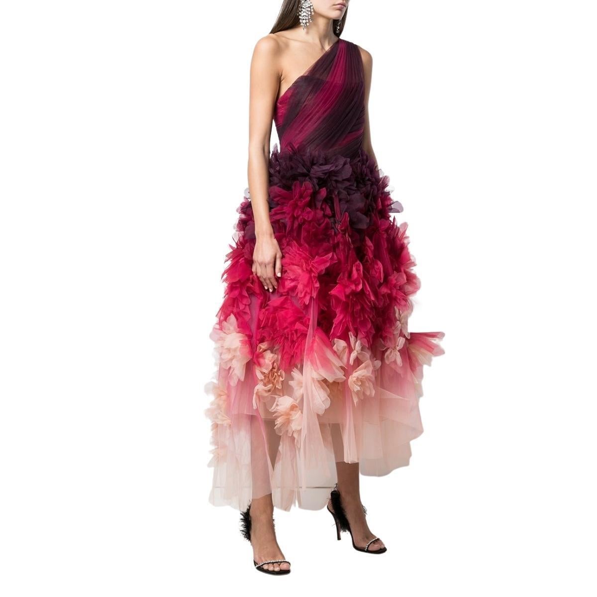 De las mujeres MARCHESA Vestido floral con un hombro US 2 en venta