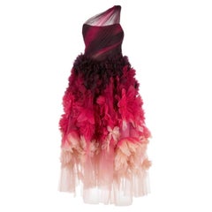 MARCHESA Vestido floral con un hombro US 2