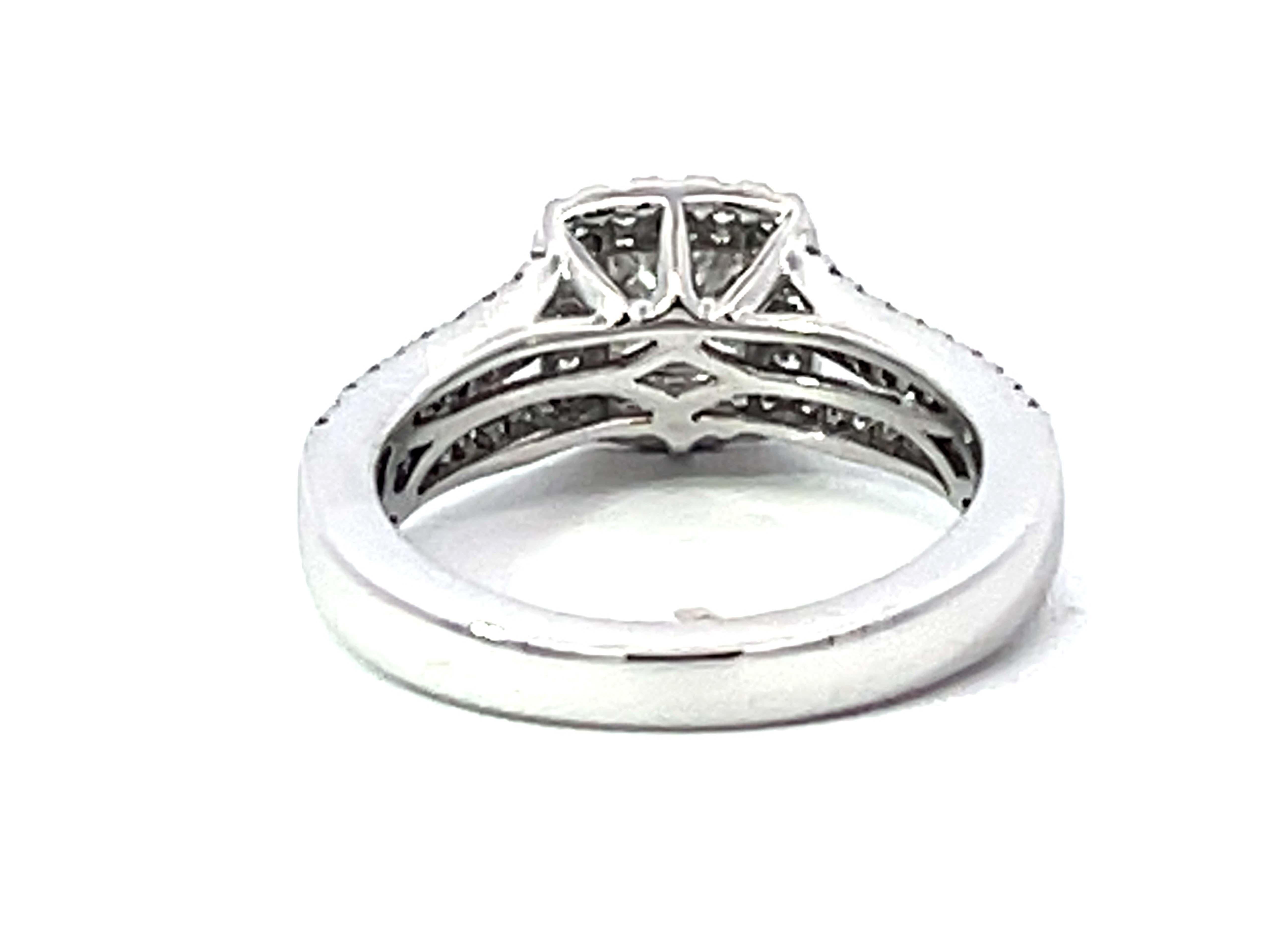 Marchesa Princess Cut Diamond Halo Engagement Ring 18K White Gold For Sale 1