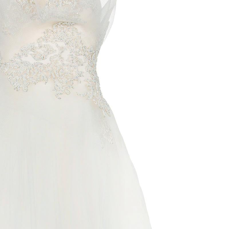 Marchesa Brautkleid mit Rüschenverzierung XS (Grau) im Angebot