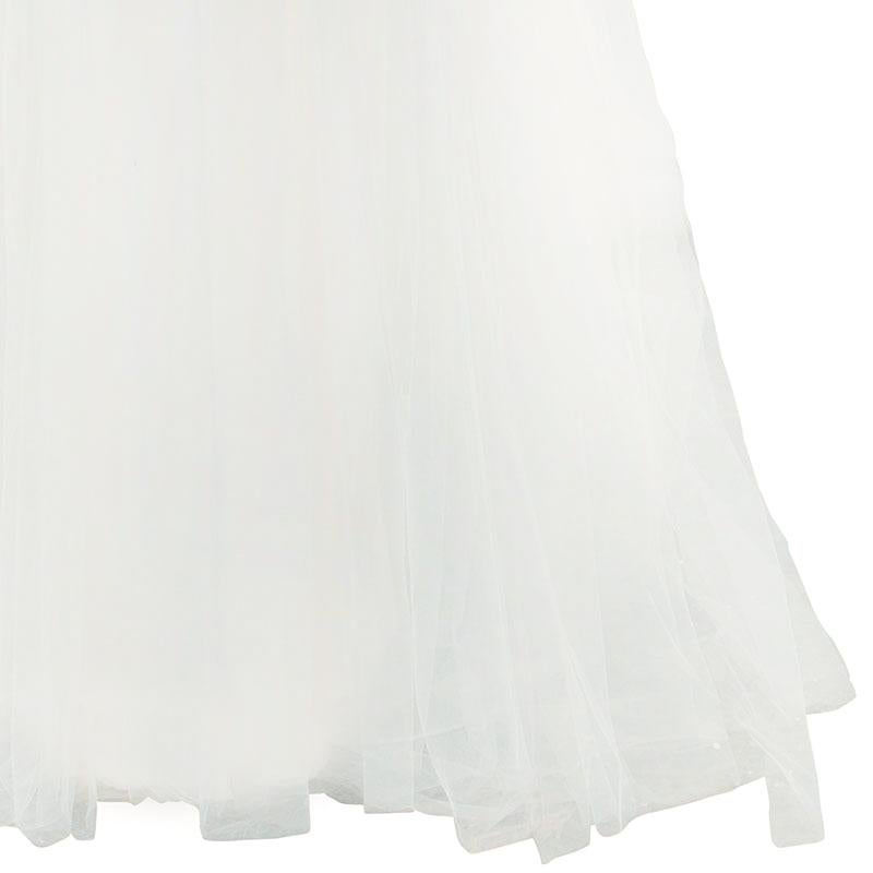 Gray Marchesa Ruffle Embellished Wedding Dress XS For Sale