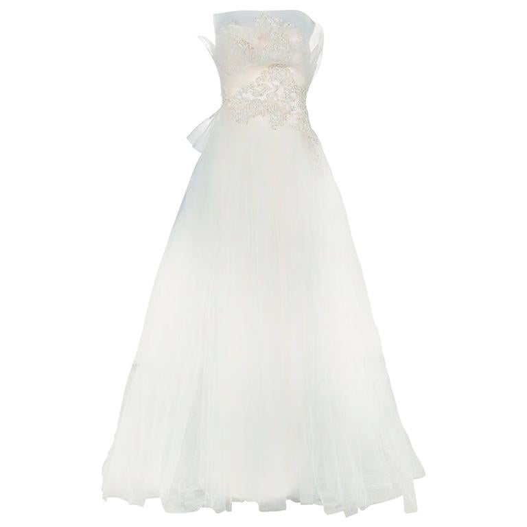 Marchesa Ruffle Embellished Wedding Dress XS For Sale