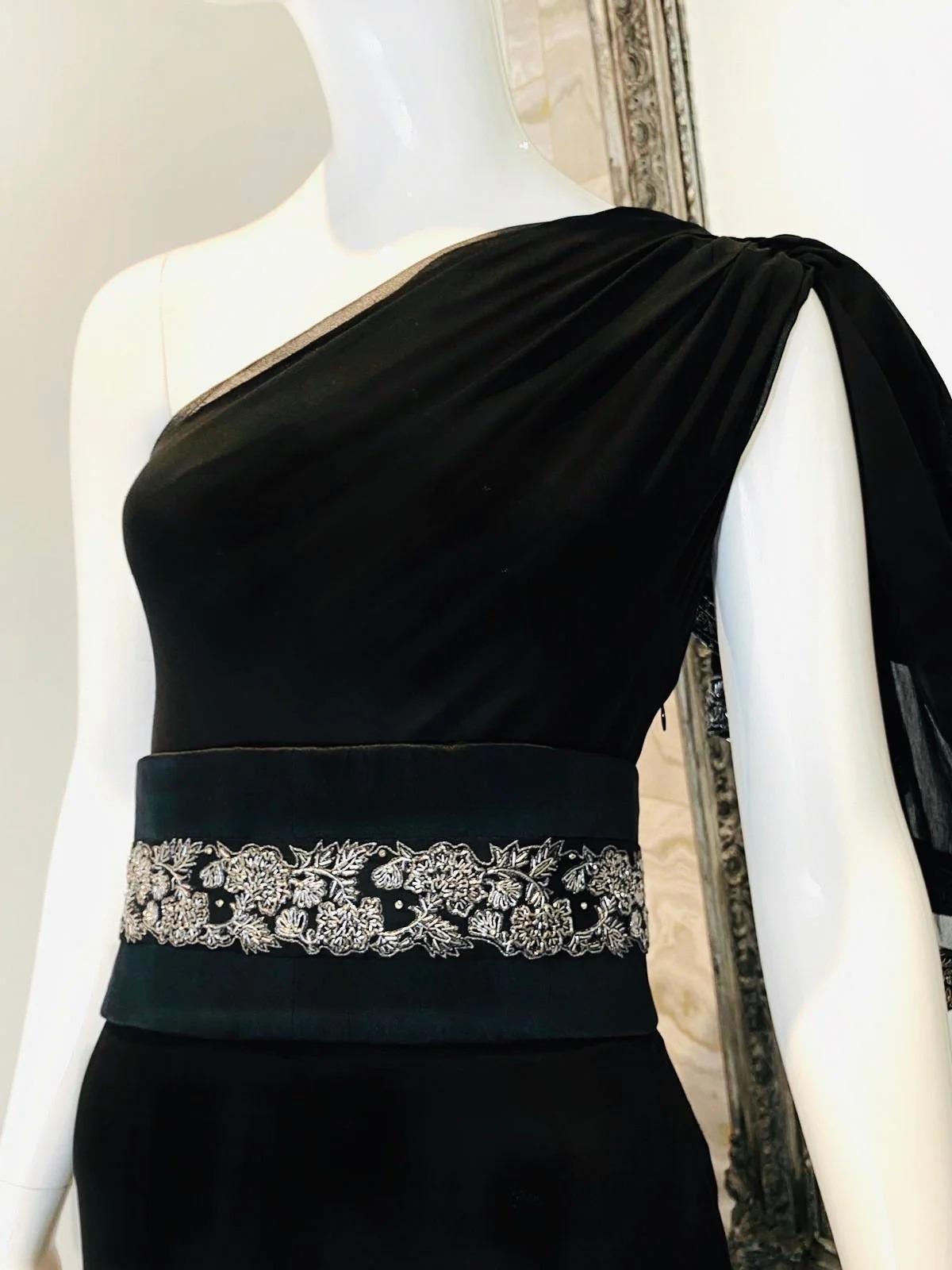 Marchesa Silk & Crystal Gown In Excellent Condition For Sale In London, GB