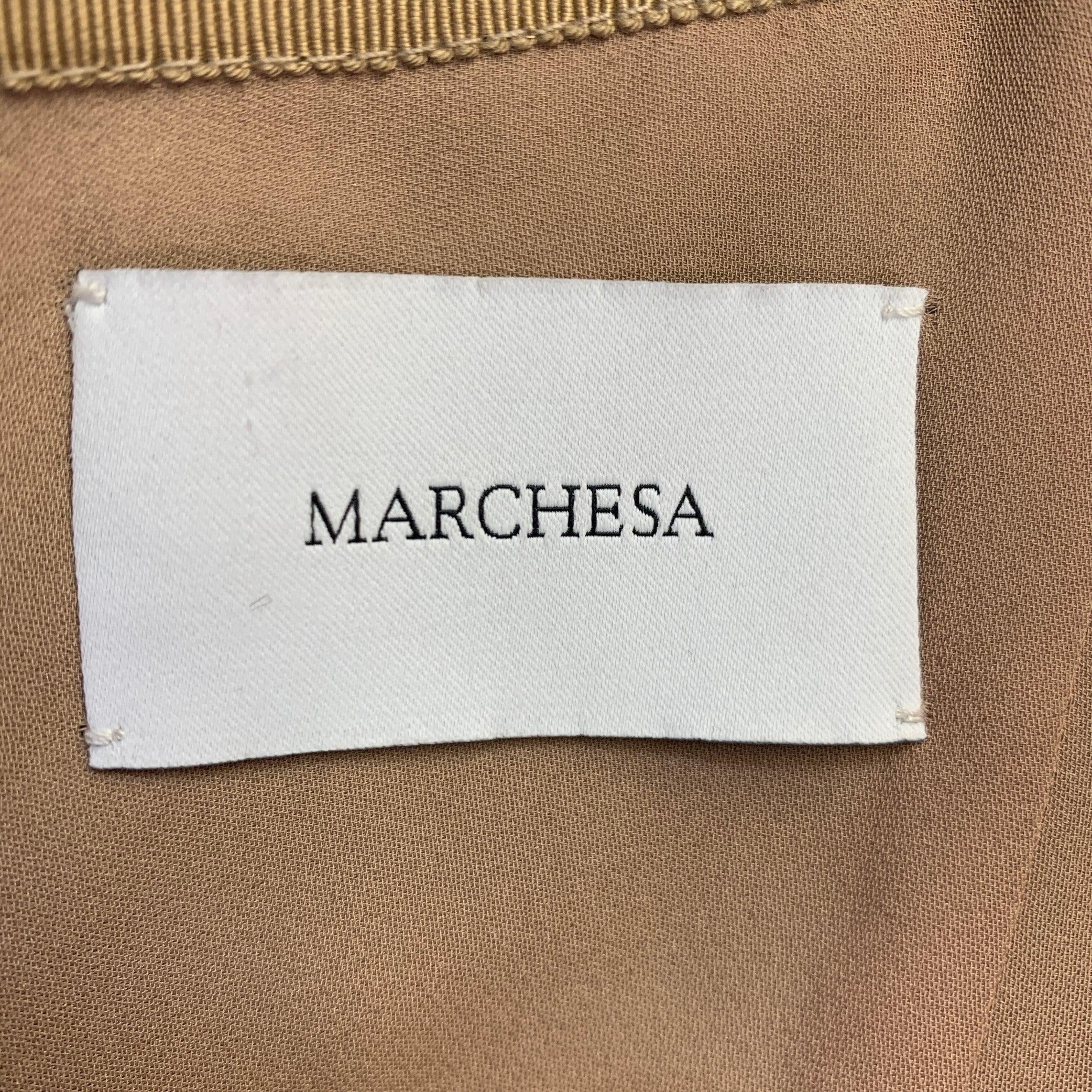 MARCHESA Größe 4 Schwarz Sage Gold Abstrakt Floral Jacquard Trägerlos Langes Abendkleid im Angebot 1