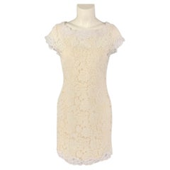 MARCHESA Size M White Cream Floral Sheath Dress
