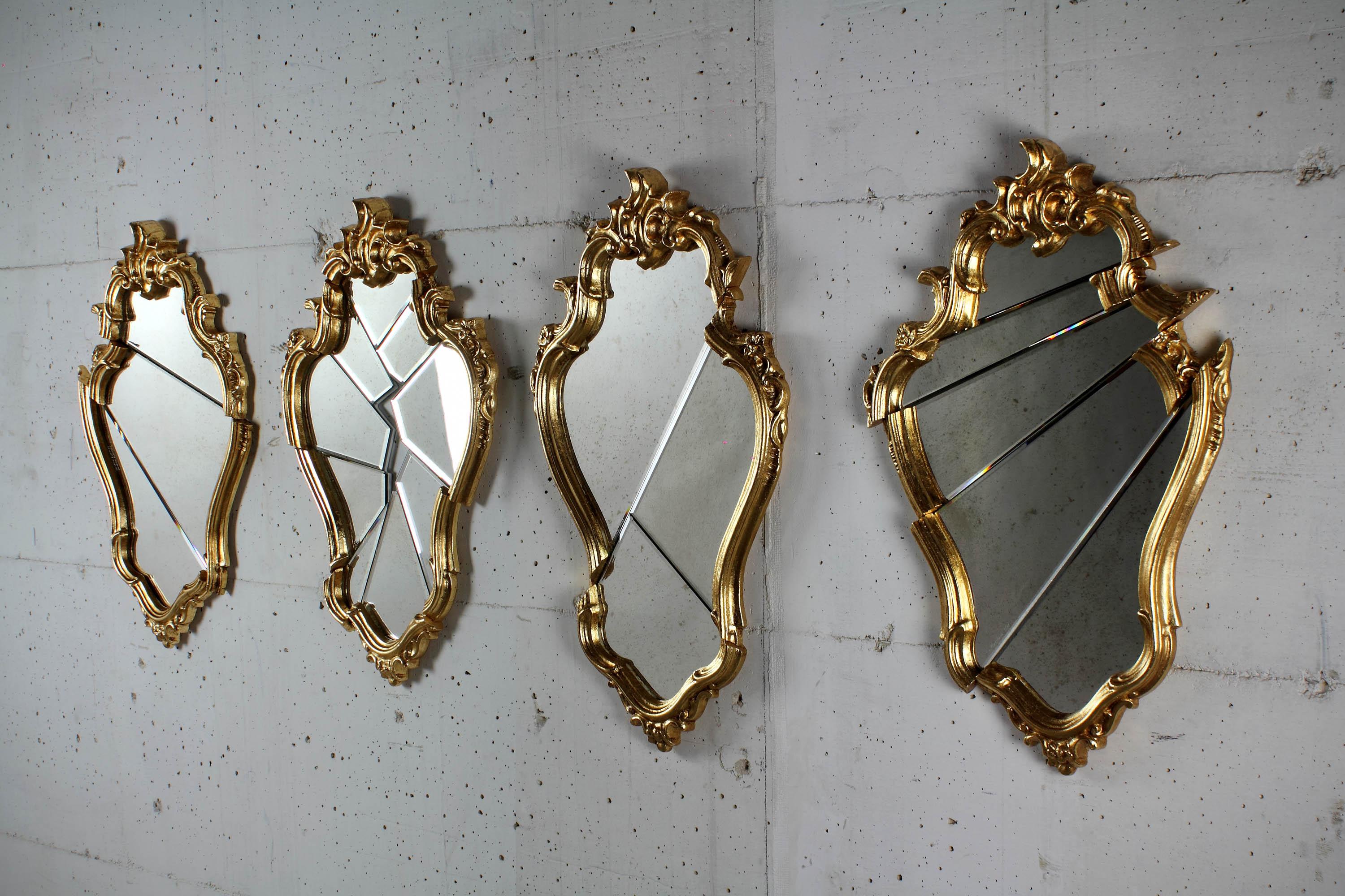 Marchese Wall Mirror with Gold-Plated Wooden Frame by Barberini & Gunnell For Sale 1