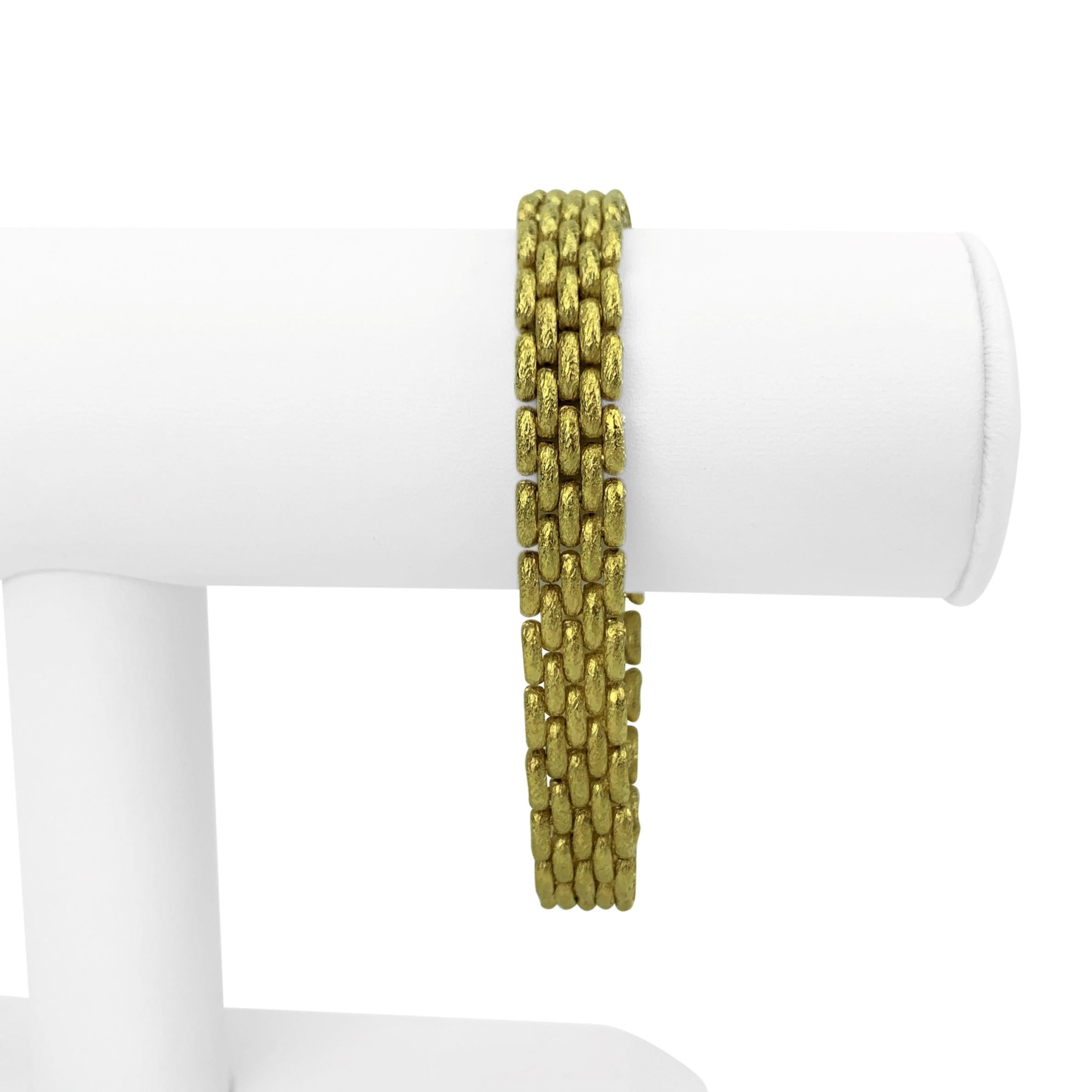Marchisio 18k Yellow Gold 33.2g Textured Panther Link Bracelet Italy 7.75