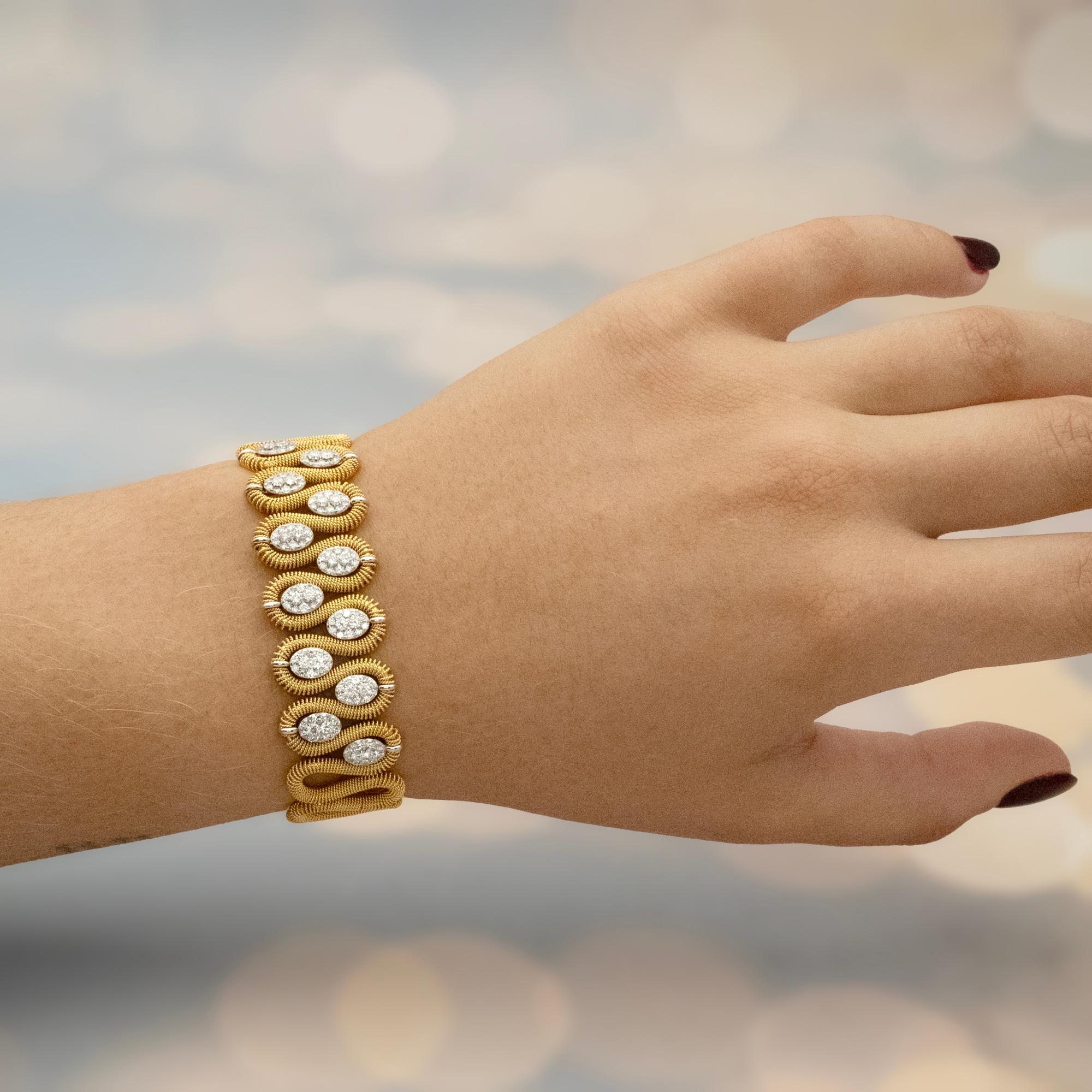 Donna Marchisio Bracciale in oro bicolore 18 carati con diamanti in vendita