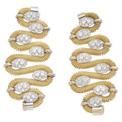 Marchisio 18K Italian Two-Tone Gold Diamond Drop Earrings