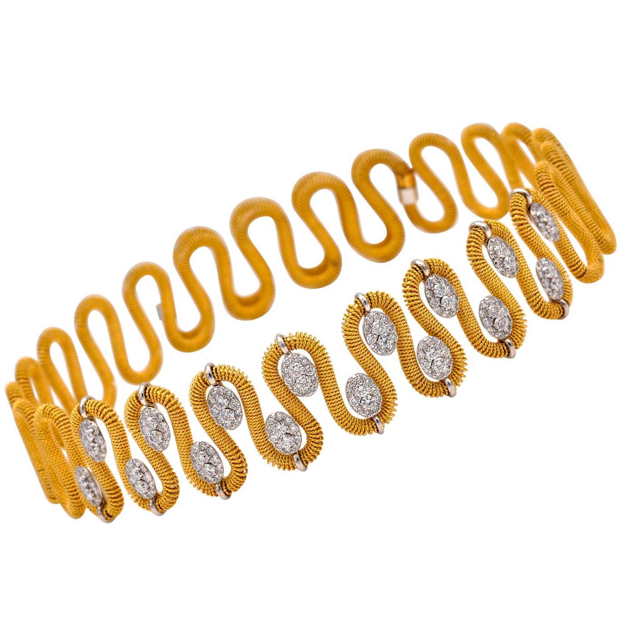 Marchisio 18K Two-Tone Gold Diamond Choker Necklace For Sale