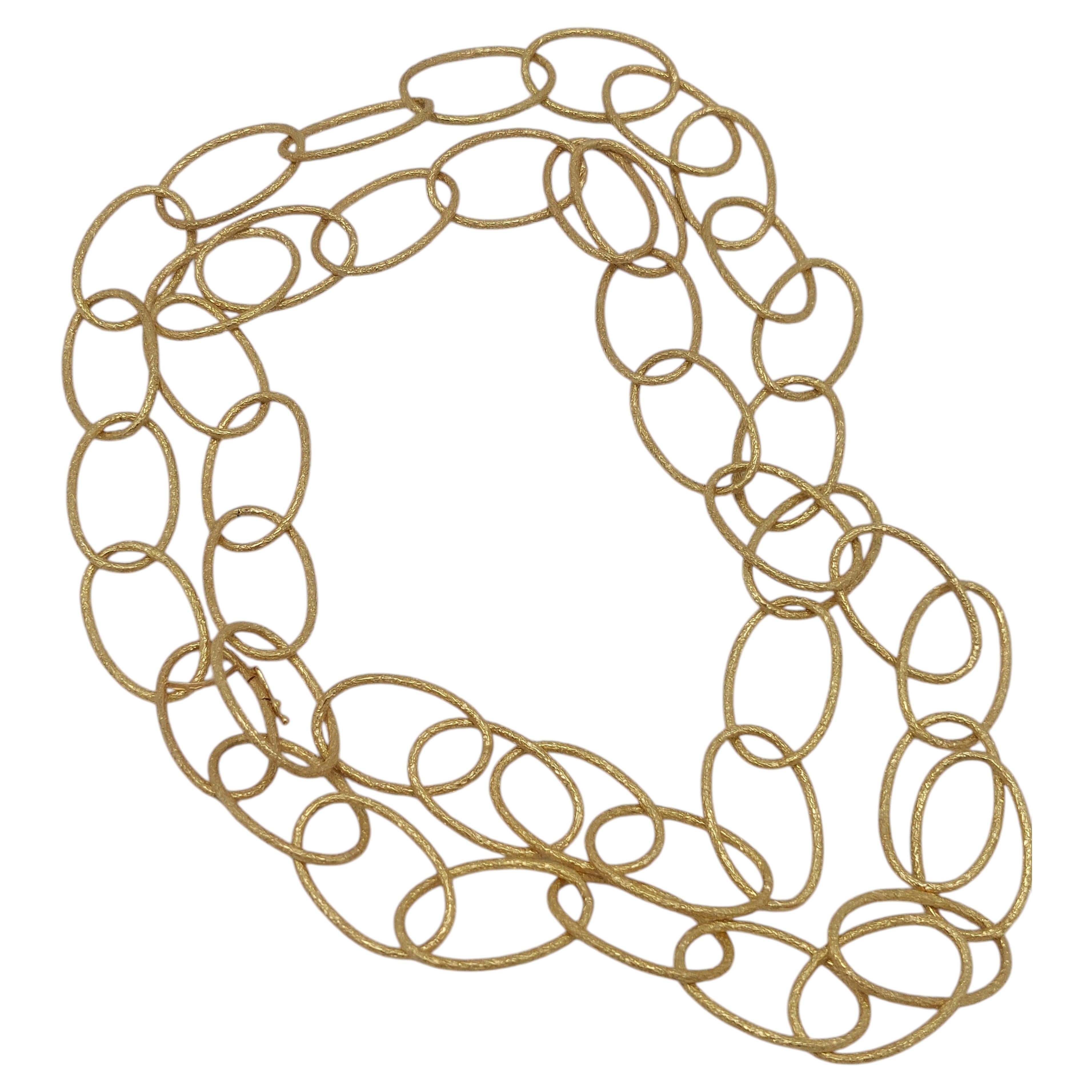 Marchisio 18KT 42″ Texturierte Ovale Link Halskette, Italien