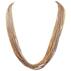 Marchisio 1970s Multi Strand 18 Karat Yellow and White Gold Chain Necklace