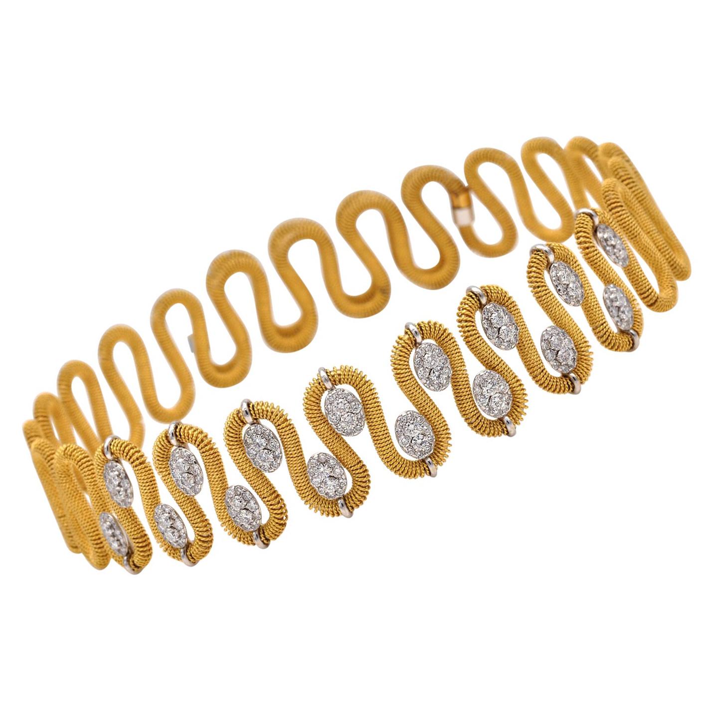 Marchisio Diamond 18 Karat Gold Choker Necklace For Sale